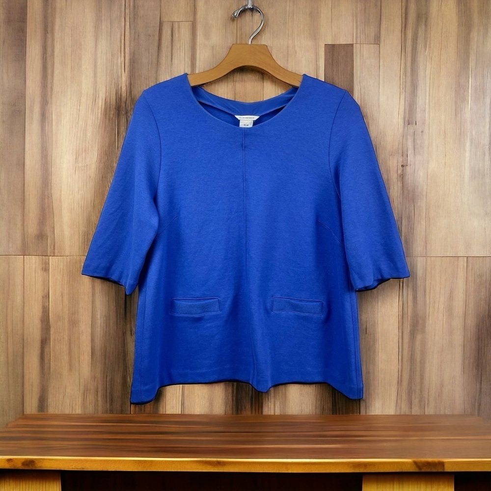 Club Monaco Blue 3/4 Sleeve Swing Ponte Top Size M